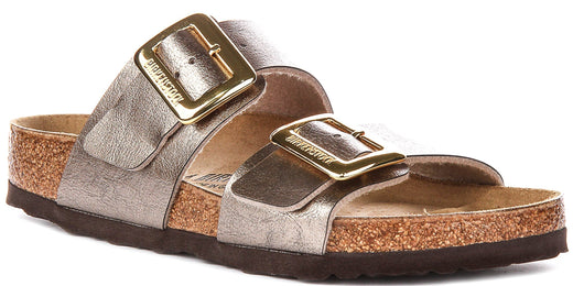 Birkenstock Sydney Cushion Clogs | Taupe suede leather for Women - Regular Fit